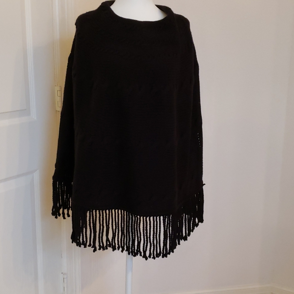 Land's End wool blend poncho S/M new without tag